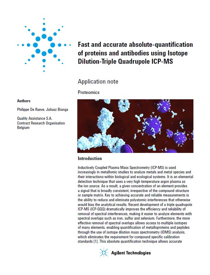 Fast and accurate absolute-quantification of proteins and antibodies using Isotope Dilution-Triple Quadrupole ICP-MS