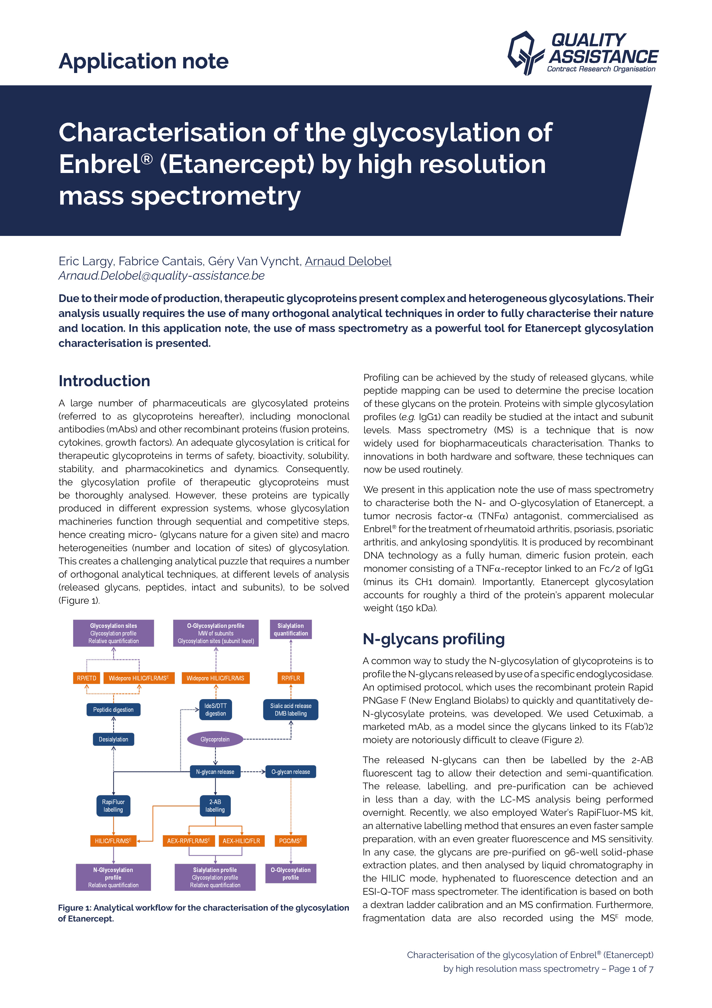 Characterisation of the glycosylation of Enbrel Etanercept by high resolution mass spectrometry