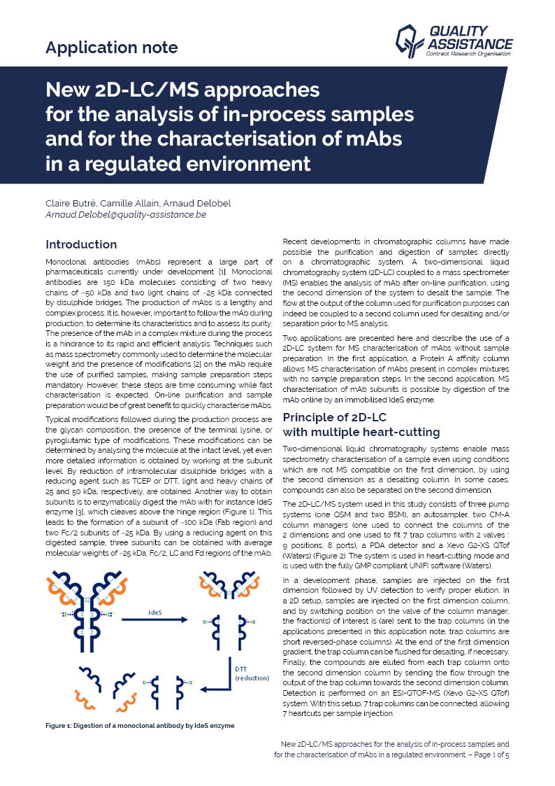 2D-LC/MS Mass Spectrometry mAbs GMP in-process samples