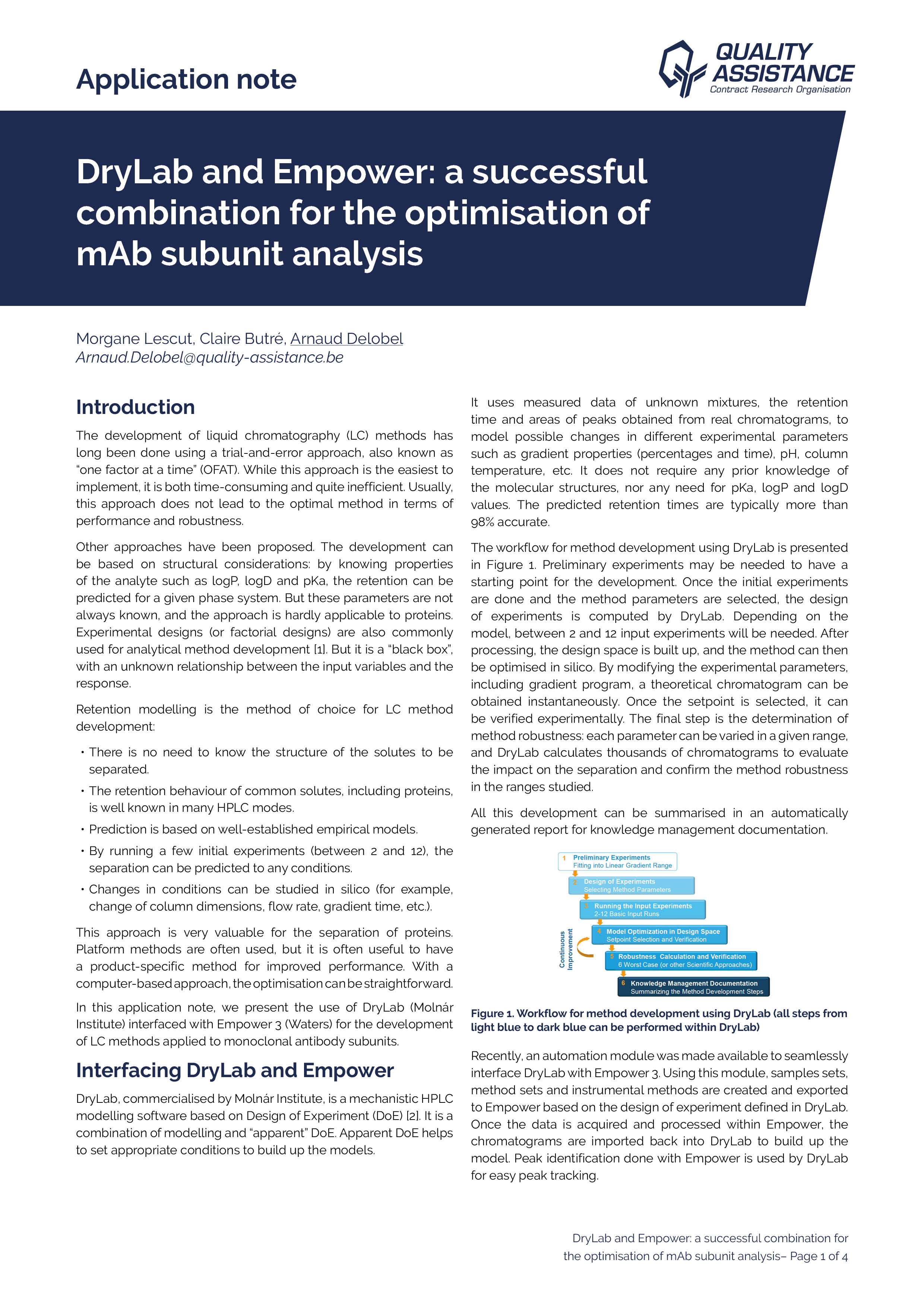 Application note: DryLab & Empower